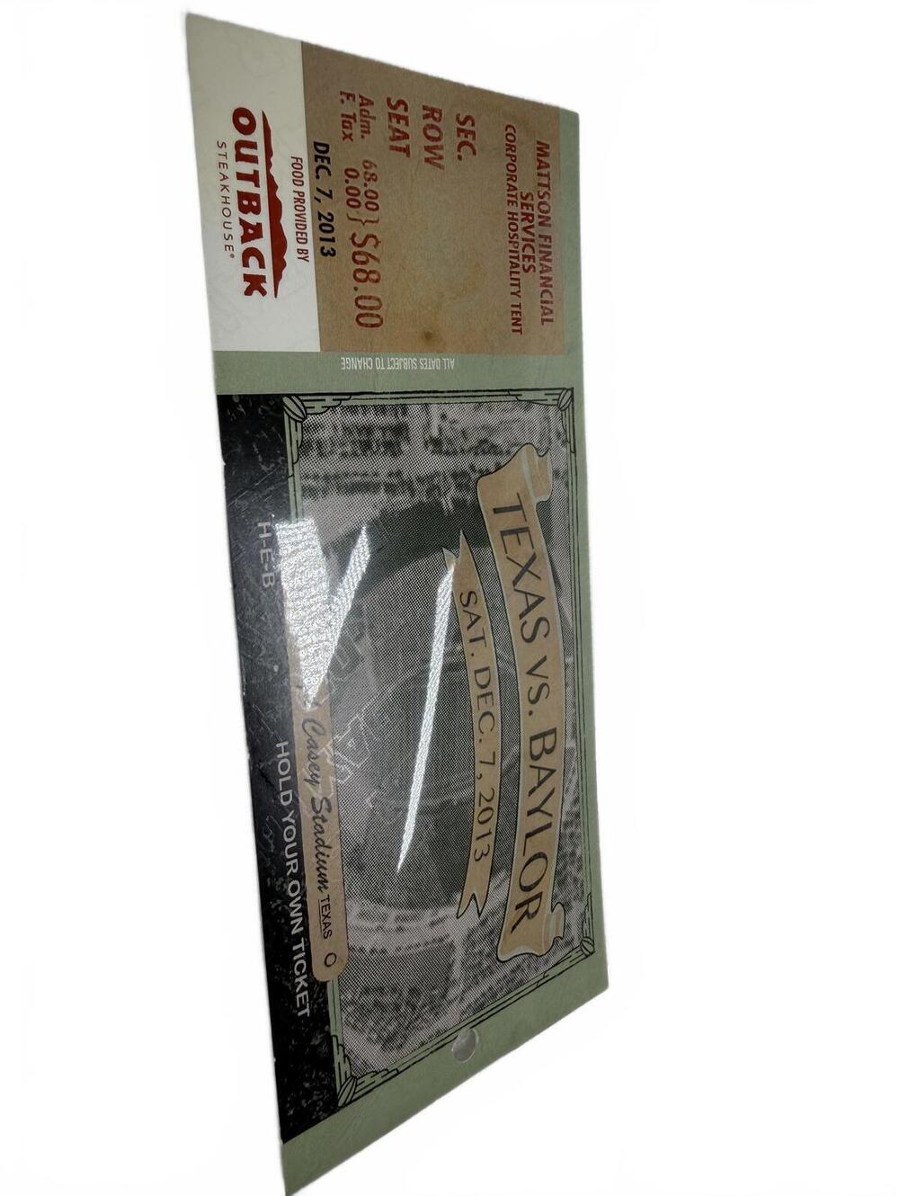 2013 Texas vs Baylor Football Ticket Stub Floyd Casey Stadium Dec. 7 Collectible